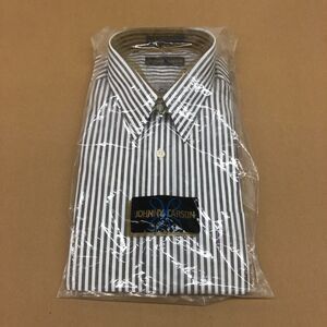 Vintage Johnny Carson Brown Striped Dress Shirt 16 36 Big & Tall Small Spots